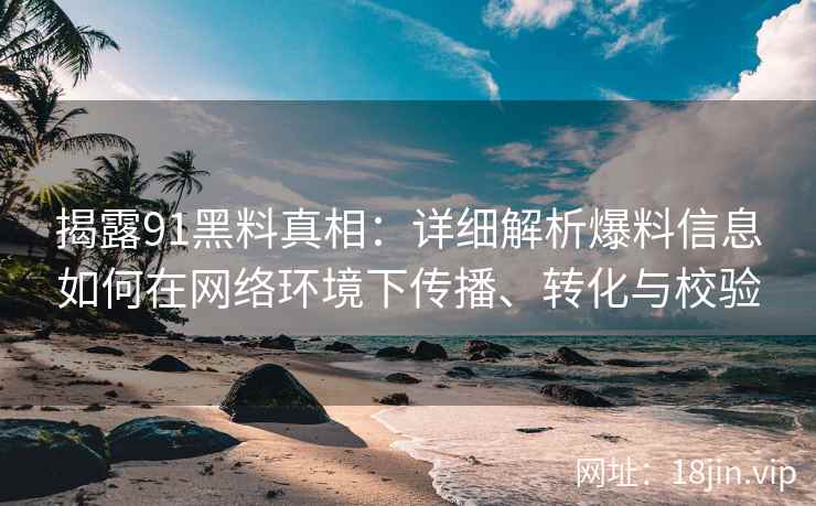 揭露91黑料真相：详细解析爆料信息如何在网络环境下传播、转化与校验